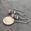 Aquamarine, Smoky Quartz, peach moonstone earrings