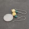 Turquoise & Yellow pearl earrings