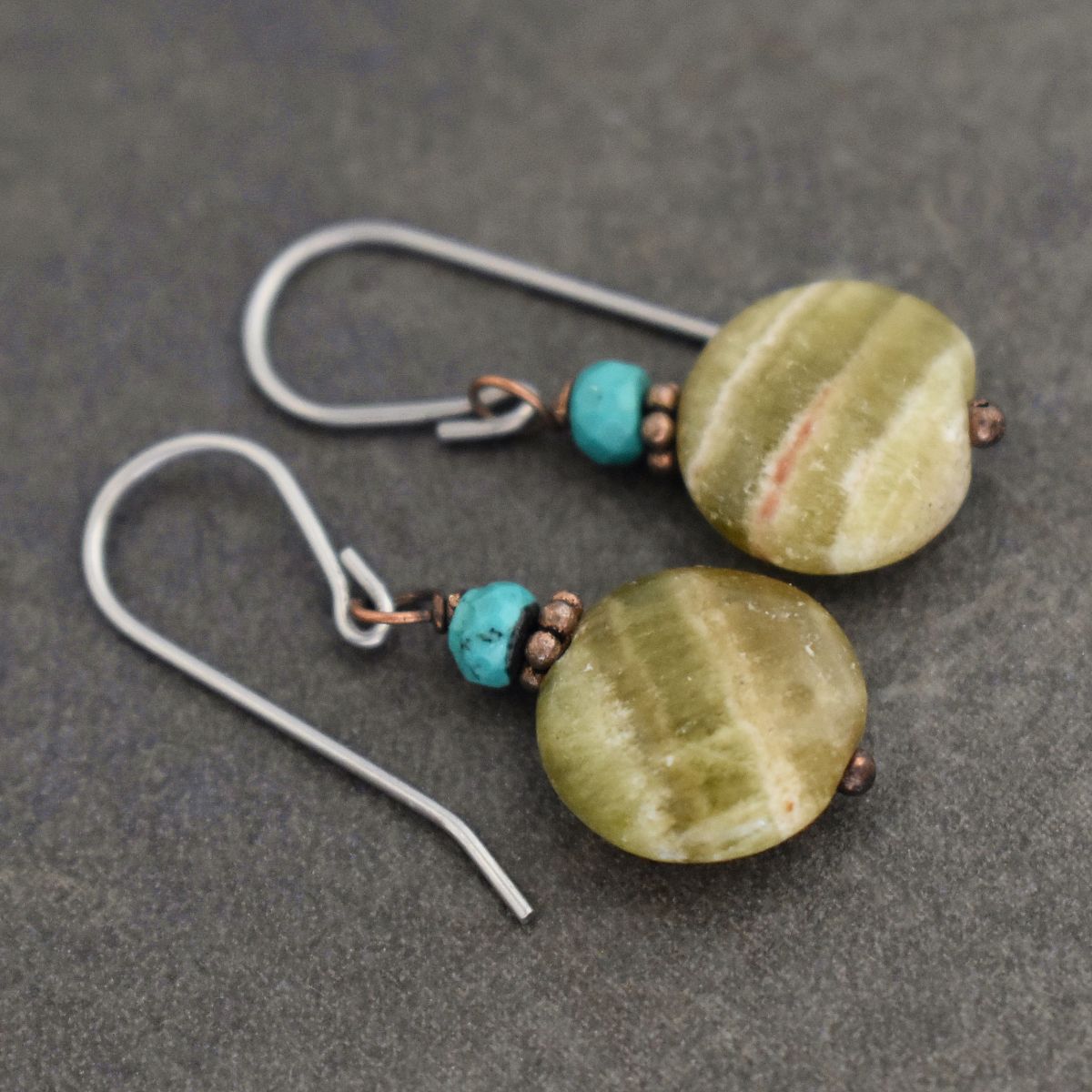 blue and green gemstone earrings