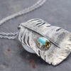 Silver lager Turkey Feather Pendant