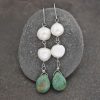 White Pearl, Turquoise drop earrings
