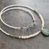 White pearl and turquoise drop Necklace (1)
