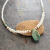 White pearl and turquoise drop Necklace (3)