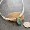 White pearl and turquoise drop Necklace (4)
