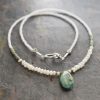 White pearl and turquoise drop Necklace (5)