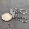 Iolite, Aquamarine, blue chalcedony earrings