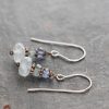 Iolite, Aquamarine, blue chalcedony earrings