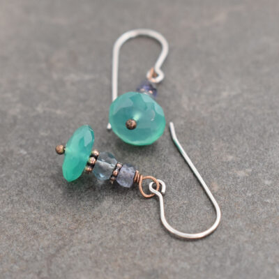 blue gray and green gemstone earrings