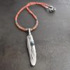 Southwest Feather Necklace with pink coral