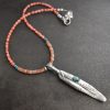 Southwest Feather Necklace with pink coral