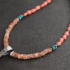 Southwest Feather Necklace with pink coral