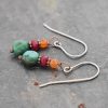carnlian, ruby, turquoise nuggit earrings (4)