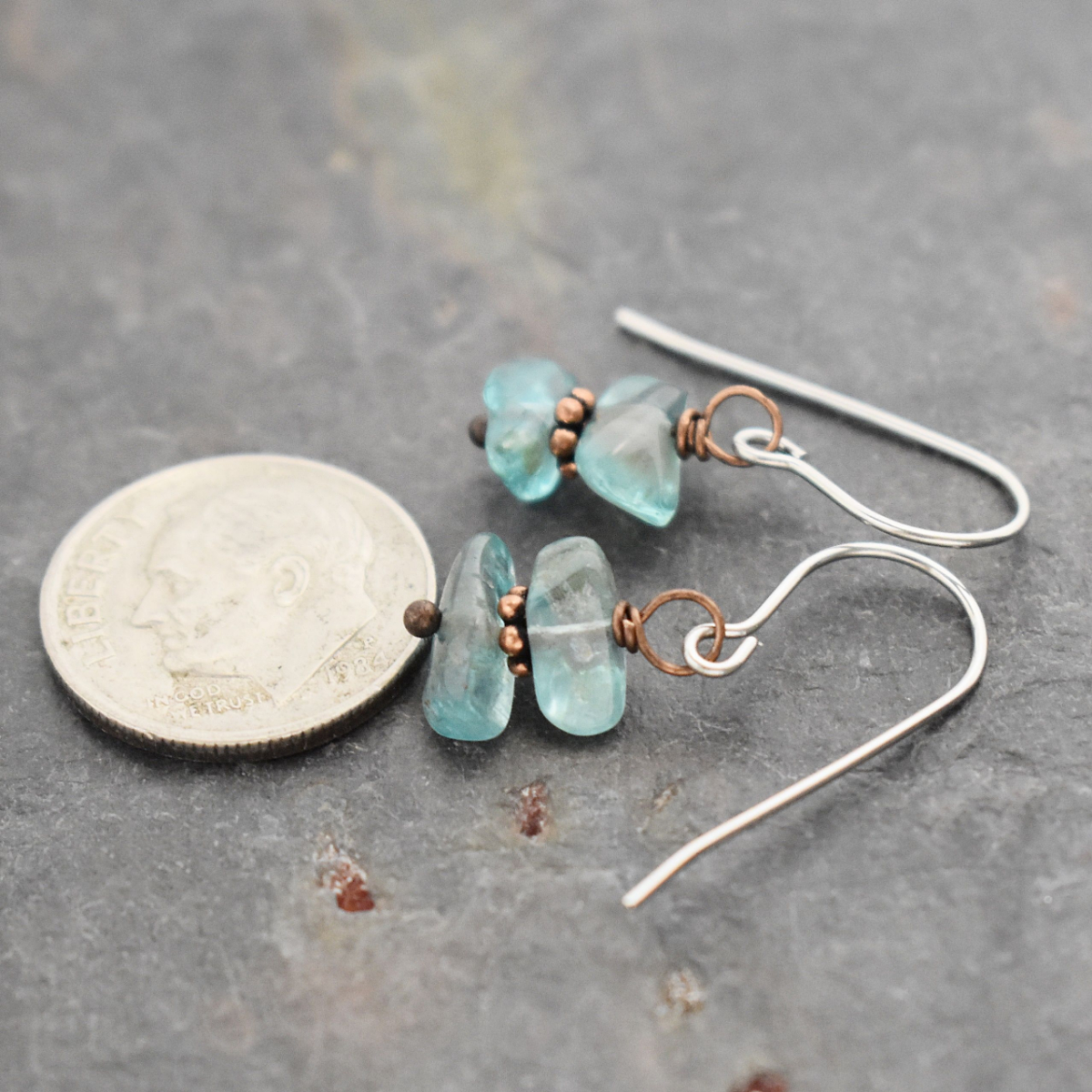 Dainty Blue Apatite Earrings