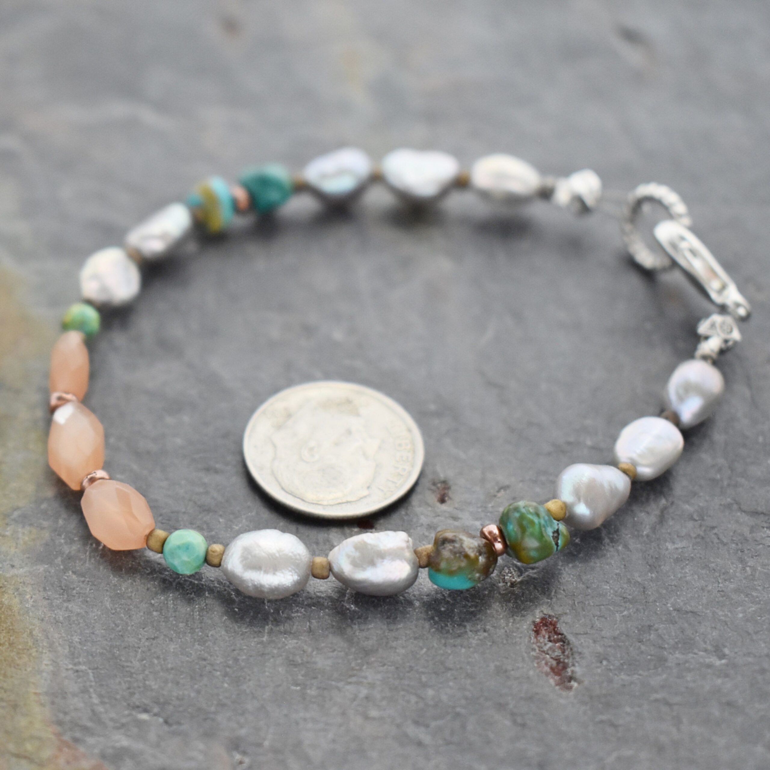 Pearl, Turquoise, Moonstone Bracelet (2)