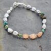 Pearl, Turquoise, Moonstone Bracelet (3) beaded silver Pearl, Turquoise, peach Moonstone Bracelet