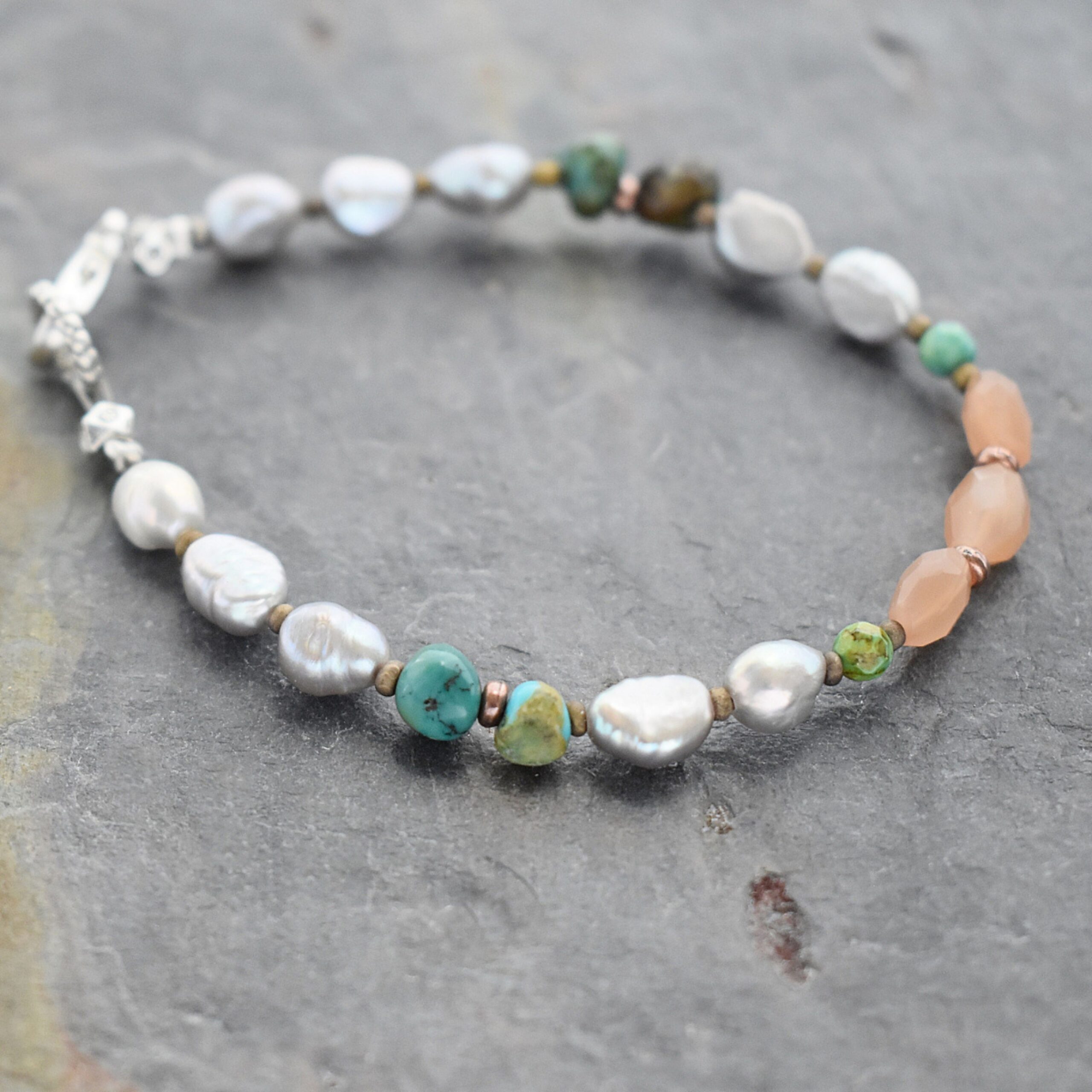 Pearl, Turquoise, Moonstone Bracelet (4)