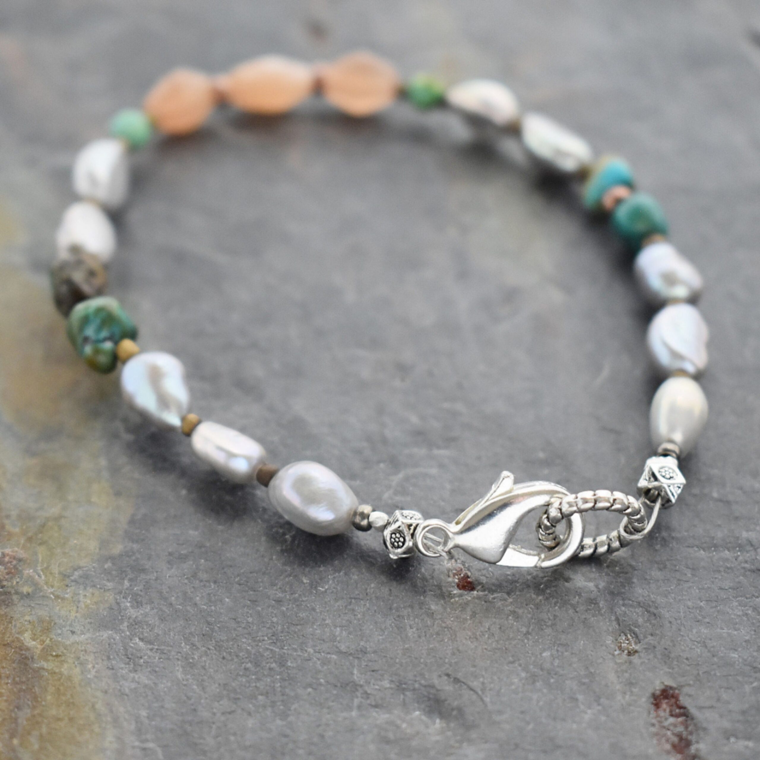 Pearl, Turquoise, Moonstone Bracelet (5)