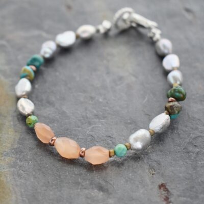 Pearl, Turquoise, Moonstone Bracelet Pearl, Turquoise, Moonstone Bracelet