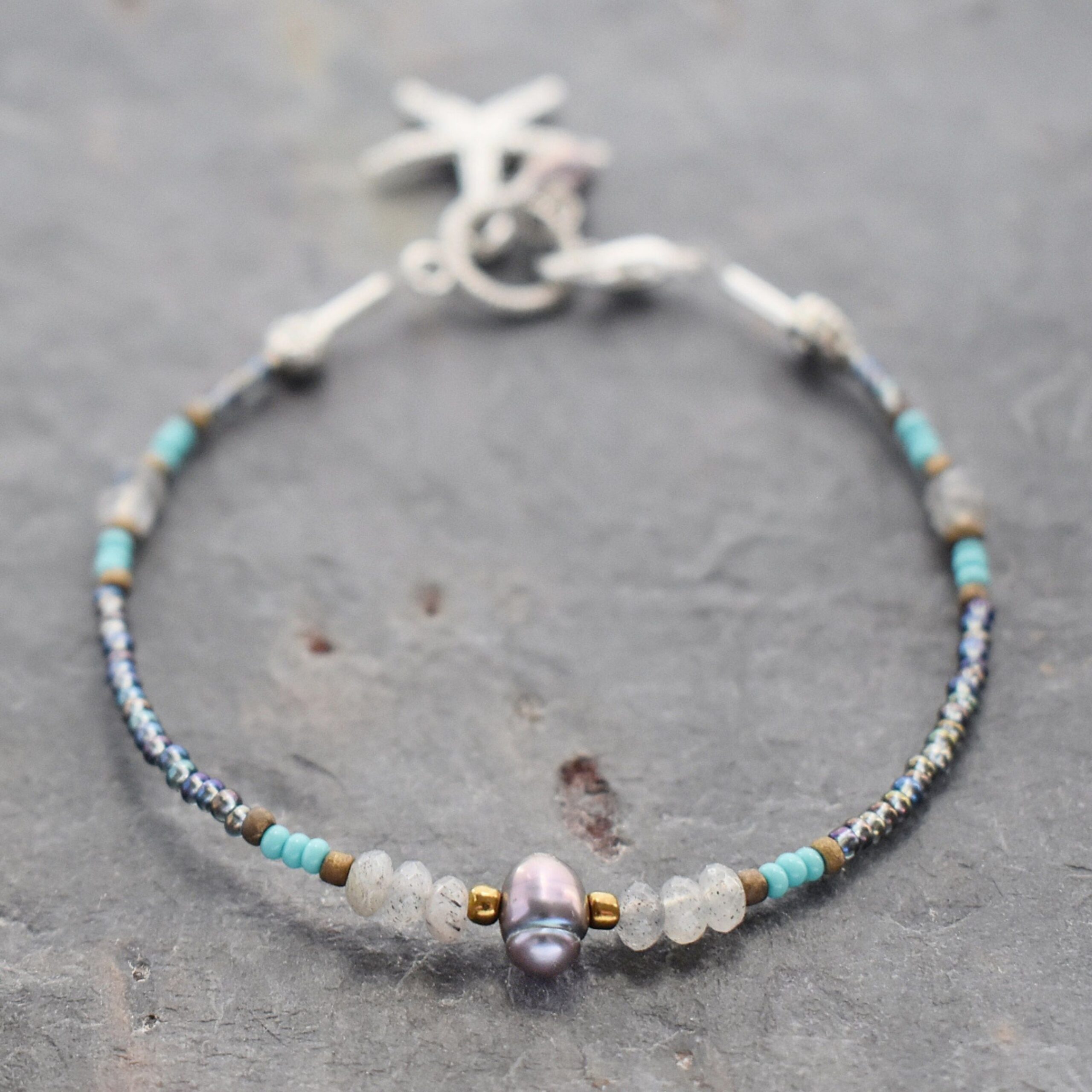 Thin Gemstone Starfish Bracelet