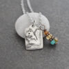 silver pewter squirrel pendant with gemstone charm