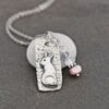 Rabbit Necklace with iolite, white and lavender moonstone Rabbit Necklace