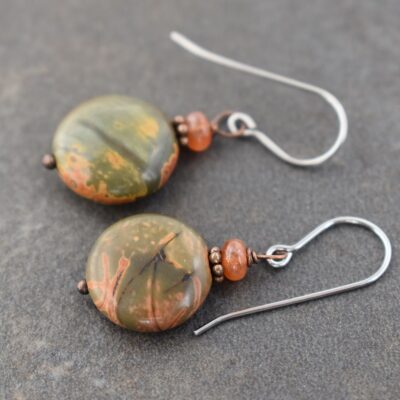 Sunstone & Jasper Earrings Sunstone & Owyhee Picture Jasper Earrings