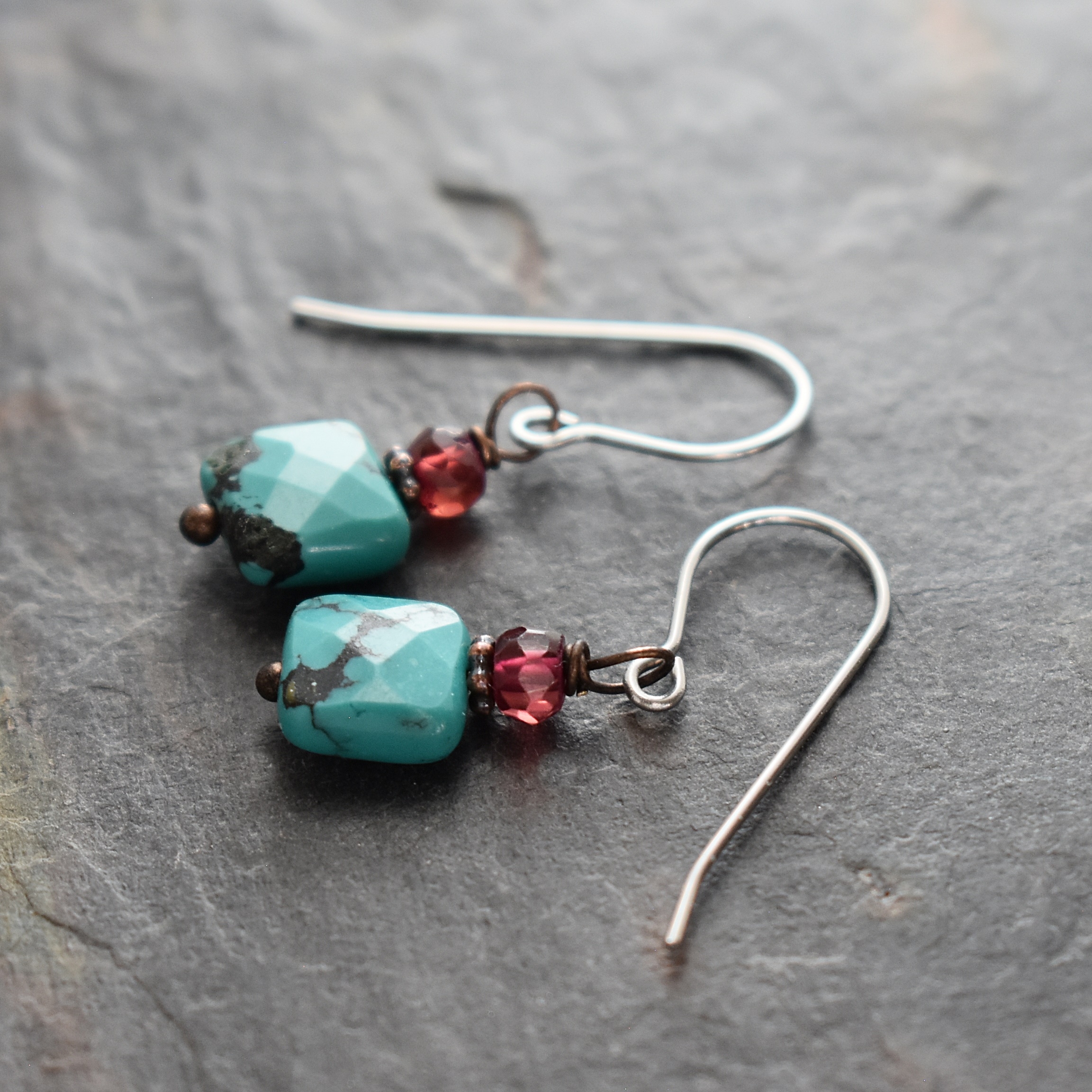 garnet & turquoise earrings (1)