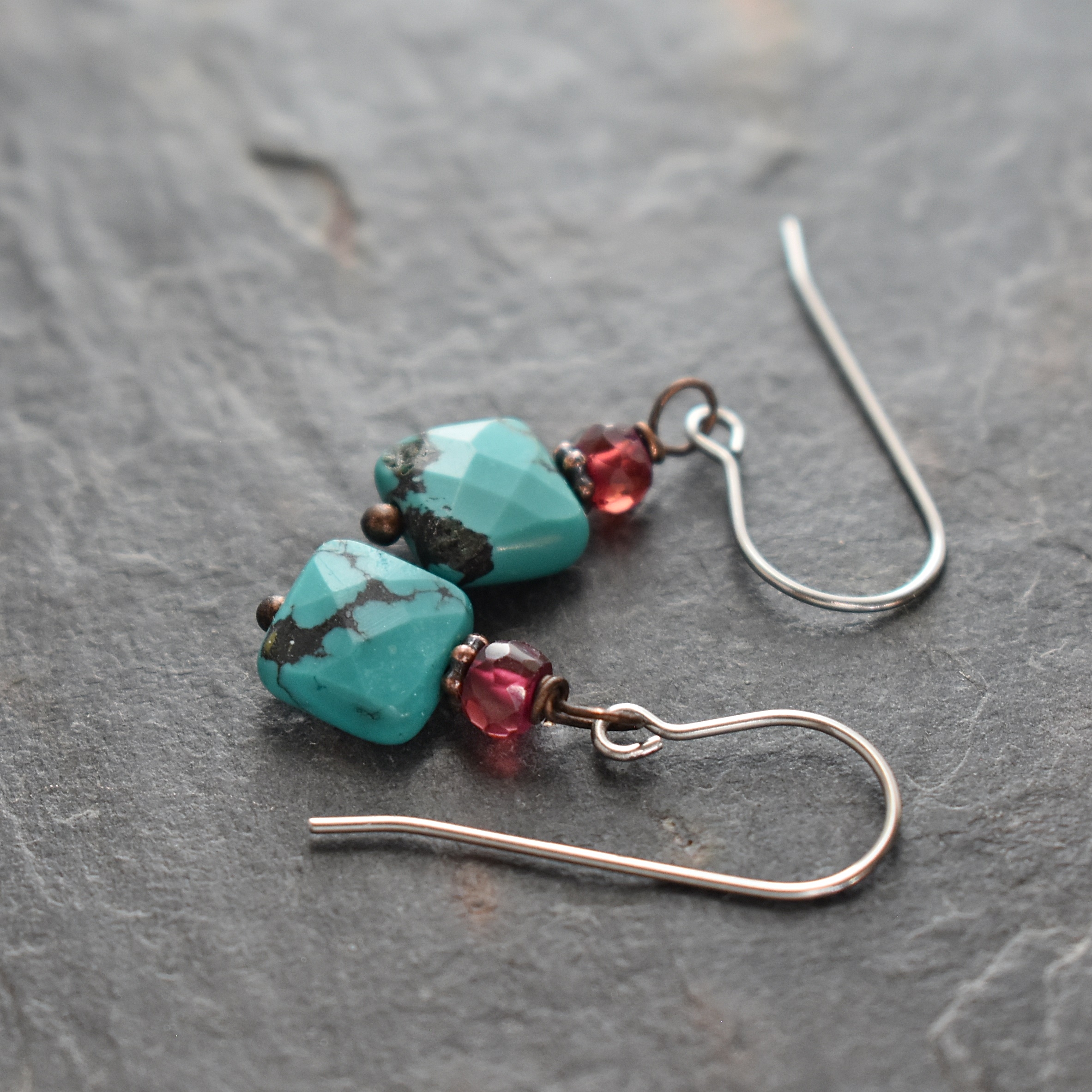 garnet & turquoise earrings (2)