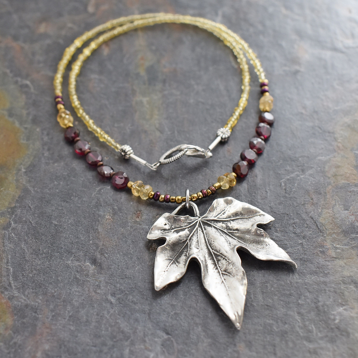 Beaded Maple Leaf Necklace