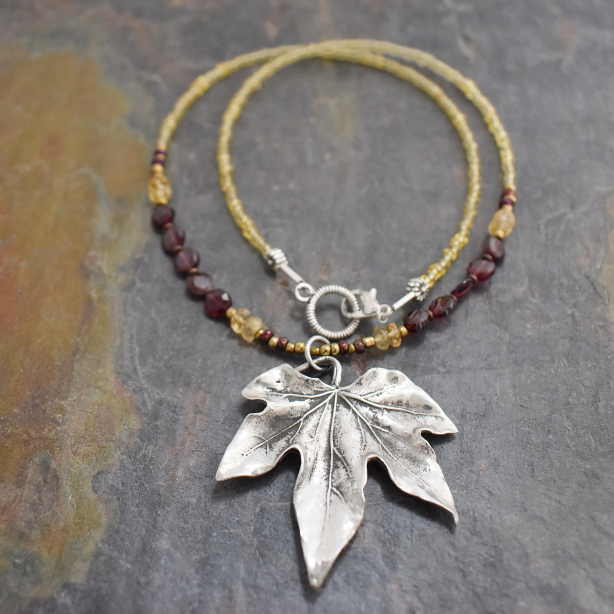 Beaded Maple Leaf Necklace
