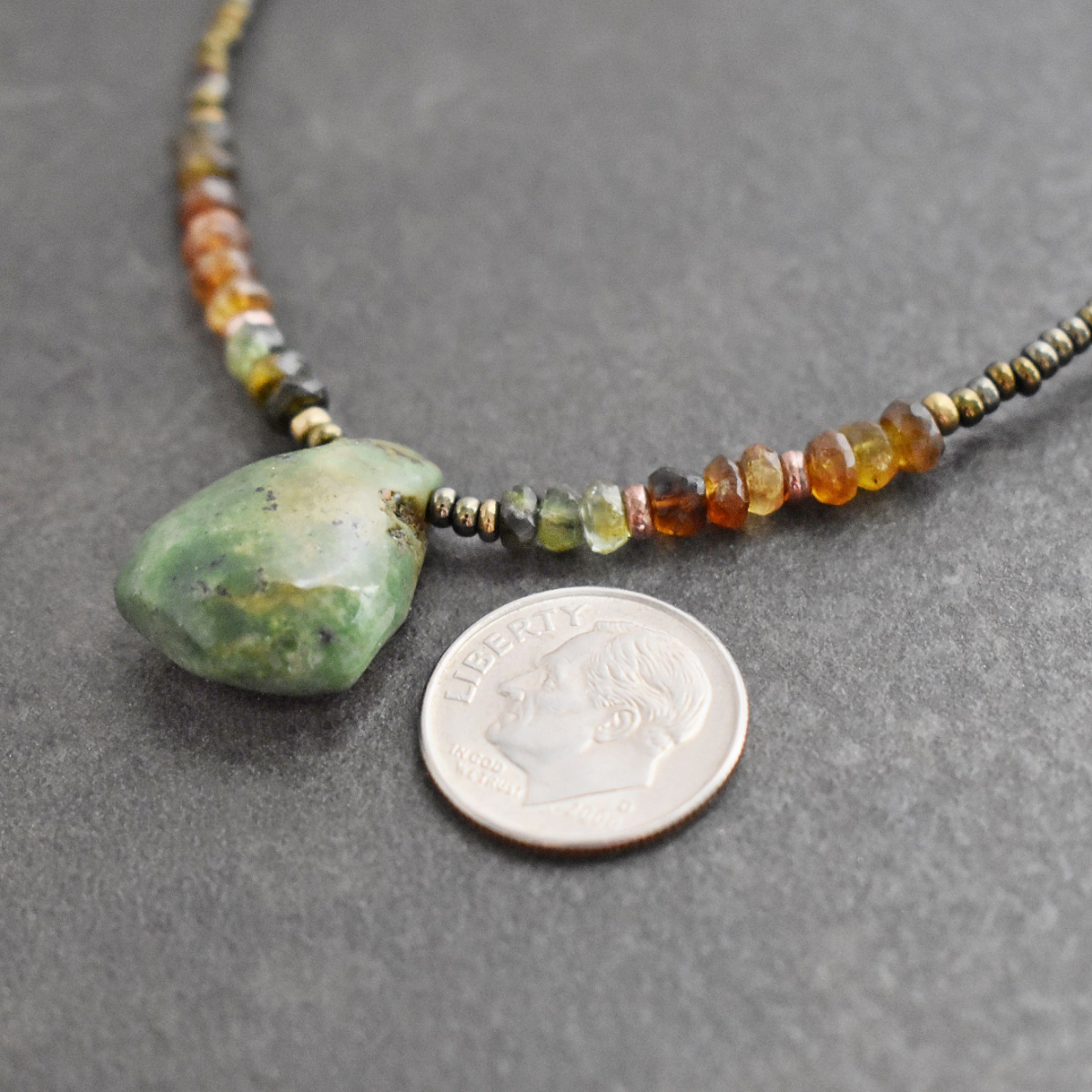 Beaded Tourmaline and turquoise Drop Necklaces (2)