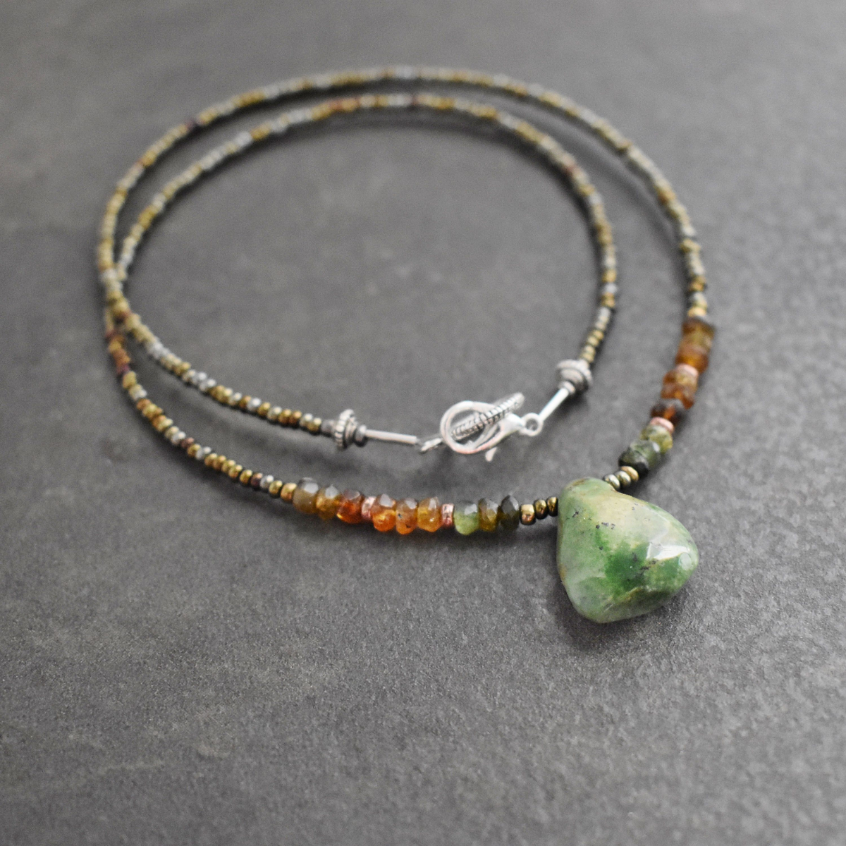 Beaded Tourmaline and turquoise Drop Necklaces (3)