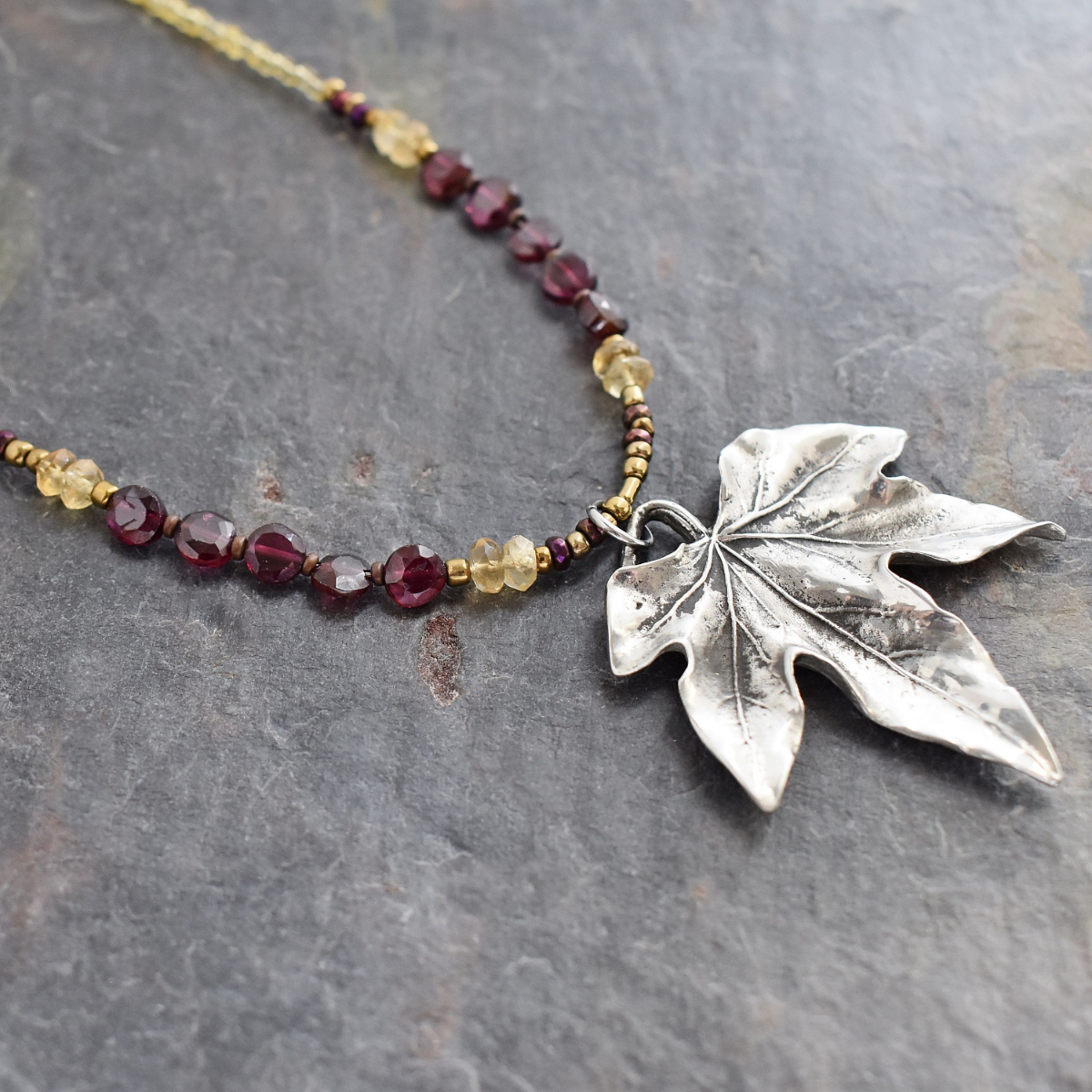 Beaded Maple Leaf Necklace