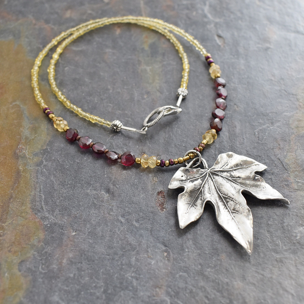 Beaded Maple Leaf Necklace