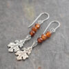 Hessonite Garnet Oak Leaf Earrings- wildhargems Handmade Hessonite Garnet Oak Leaf Earrings