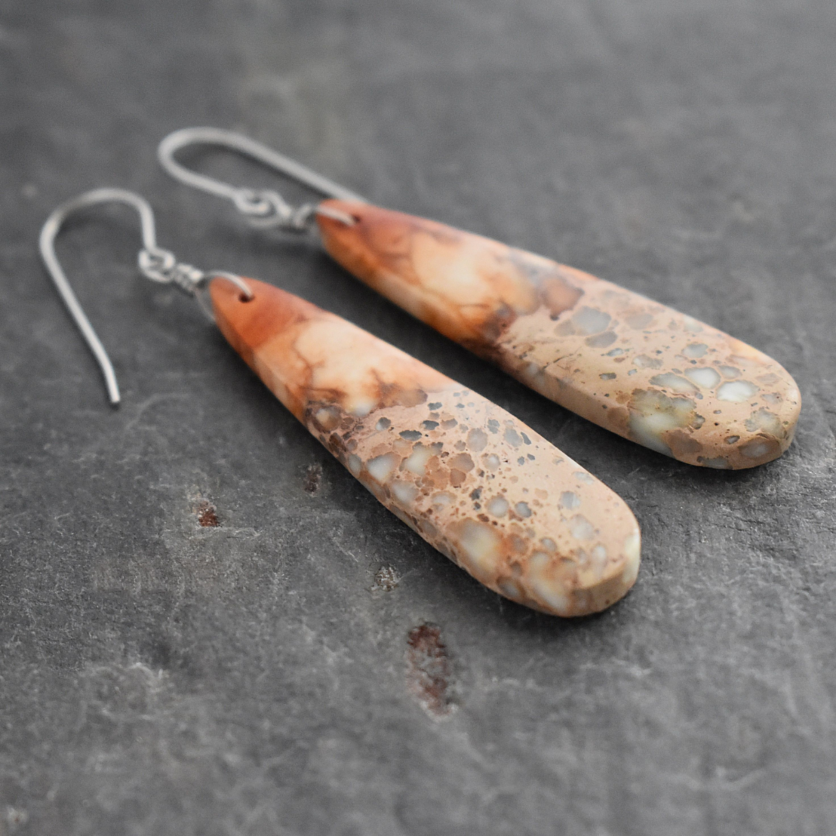 Orange Impression jasper drop earrings