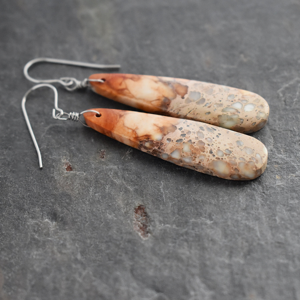 Orange Impression jasper drop earrings
