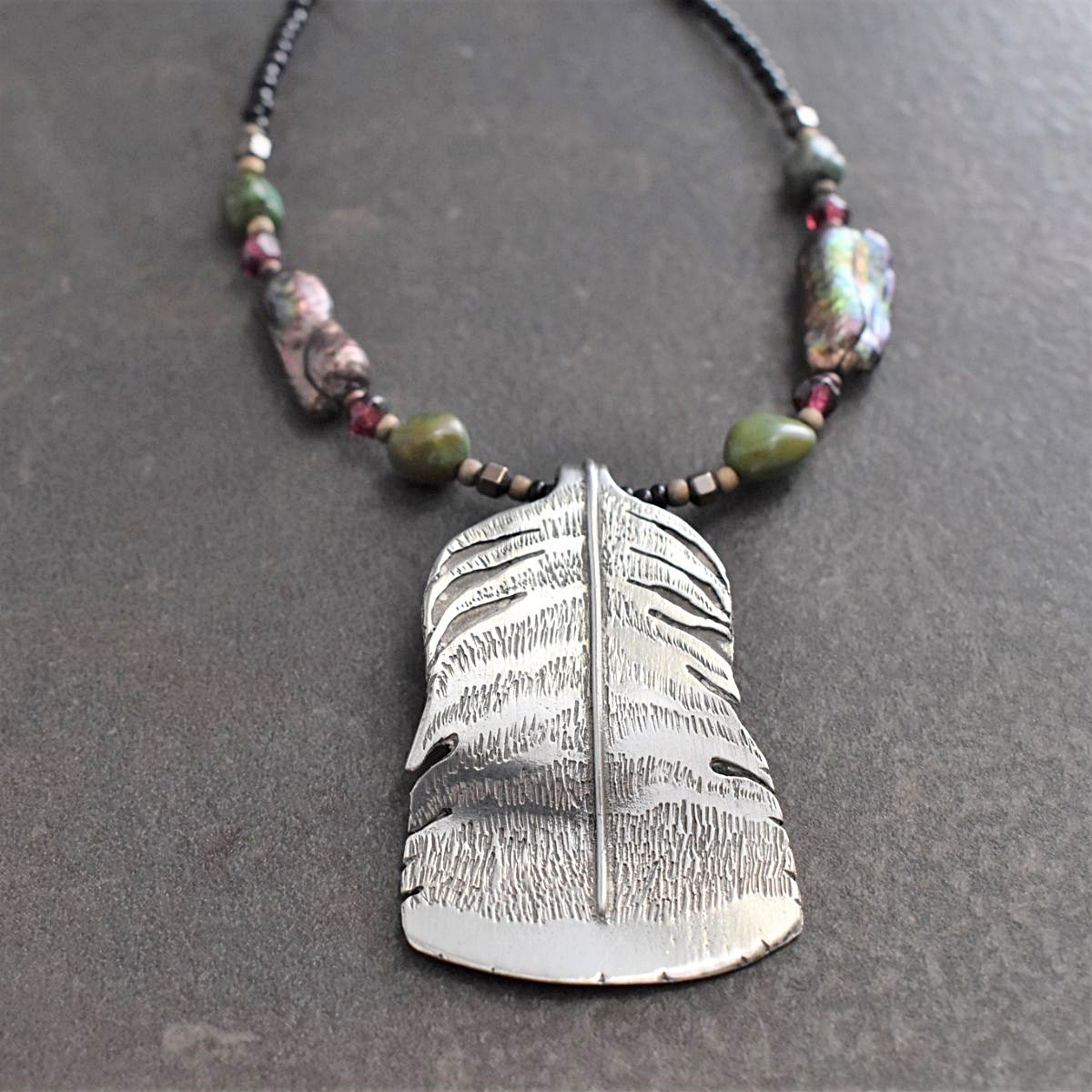Beaded wild turkey feather necklace (3)