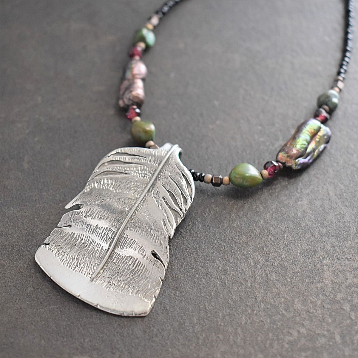 Beaded wild turkey feather necklace (5)