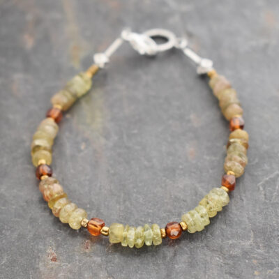 Green Garnet & Hessonite Bracelet green and brown gemstone bracelet
