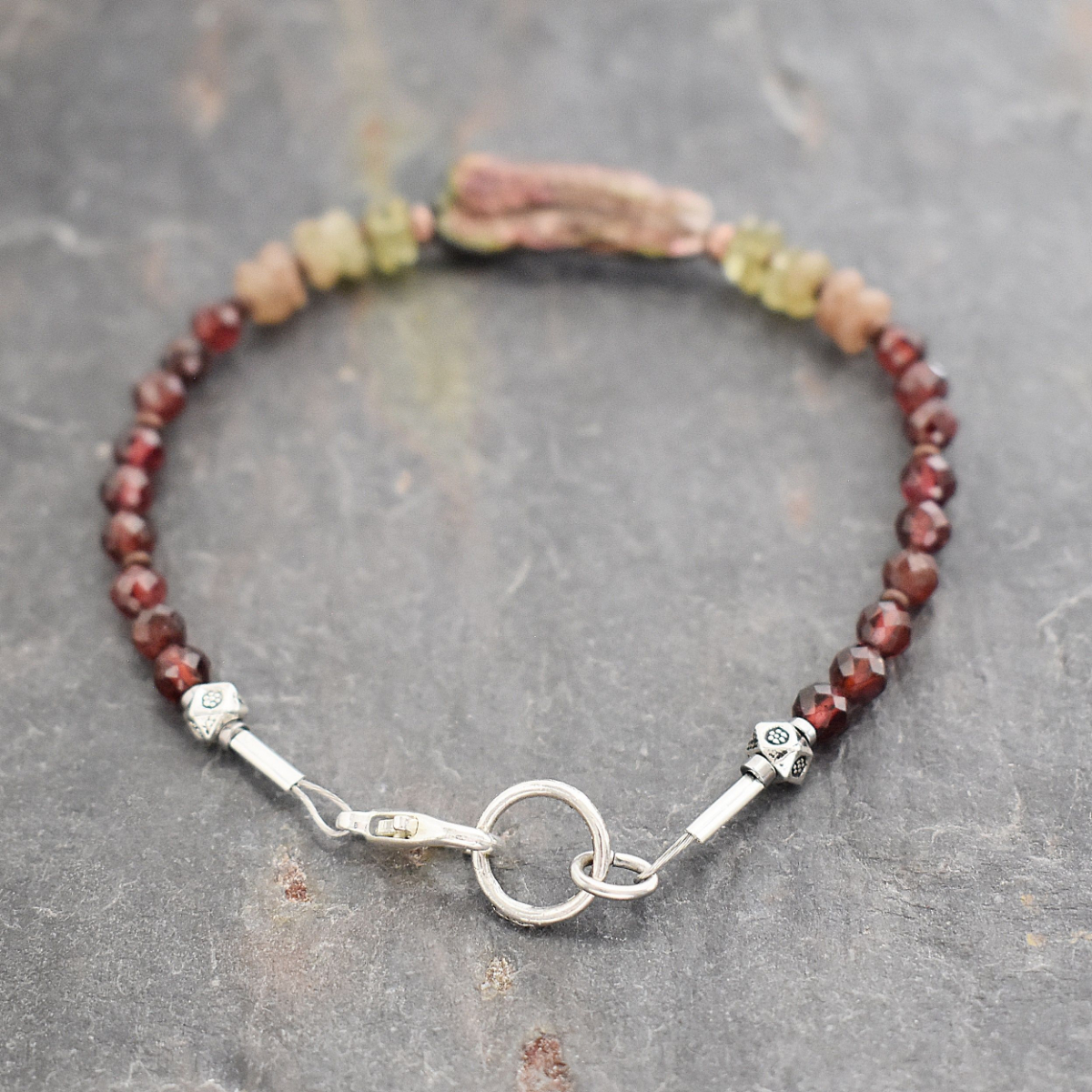 Garnet & Biwa Pearl Bracelet (8)