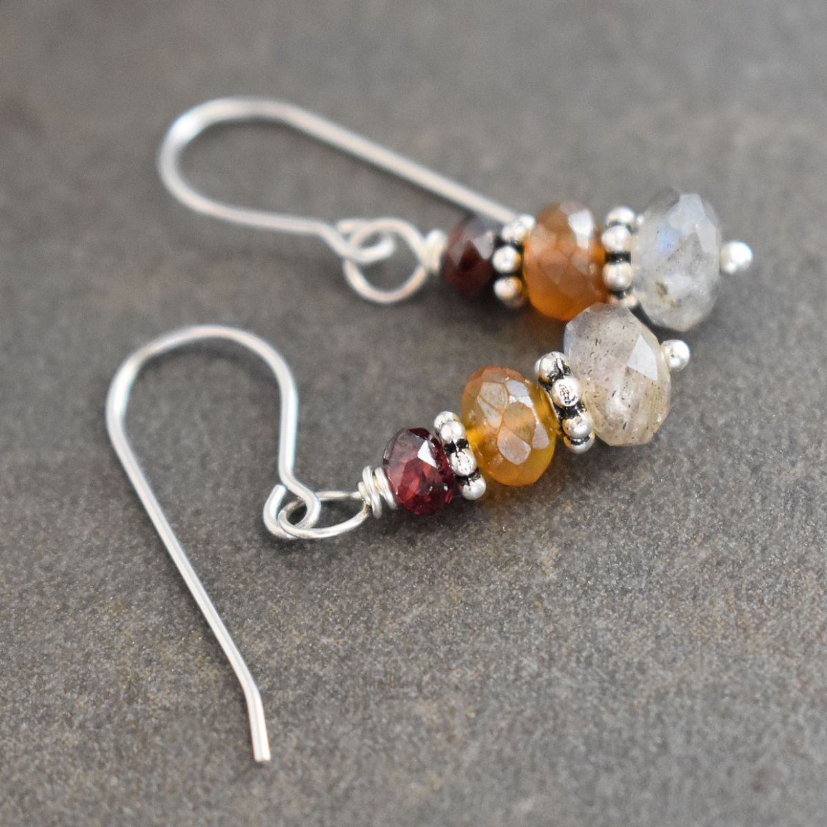 Garnet, whisky chalcedony,gray labradorite earrings (6)_result