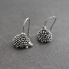 silver 3d hedgehog earrings