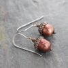 Copper acorn cranberry pearl earrings (4) Copper acorn cranberry pearl earrings (4)
