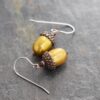 Copper acorn golden pearl earrings (2) Copper acorn golden pearl earrings (2)