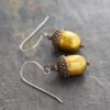 Copper acorn golden pearl earrings (3) Copper acorn golden pearl earrings (3)