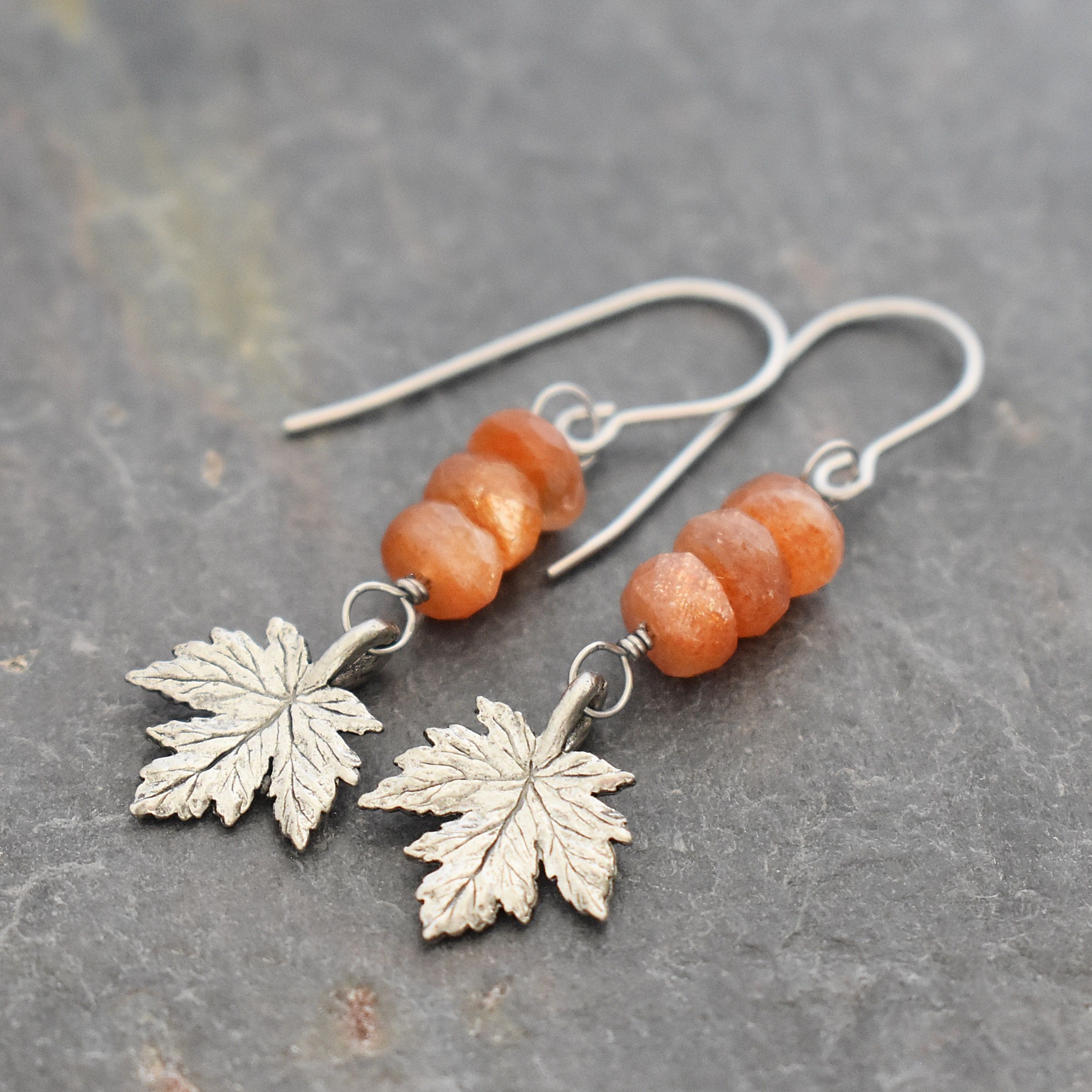 Maple leaf sunstone earrings (3)