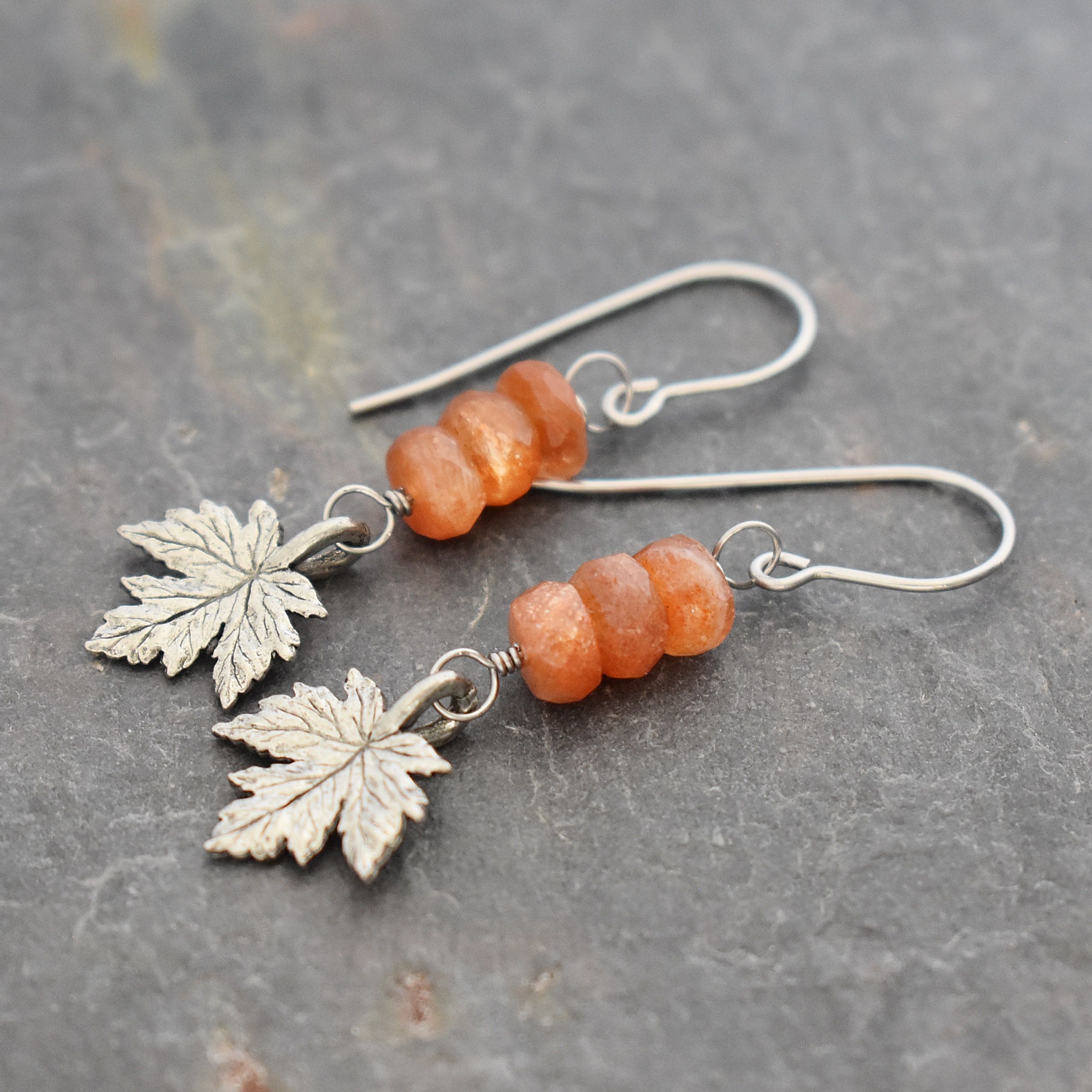 Maple leaf sunstone earrings (4)