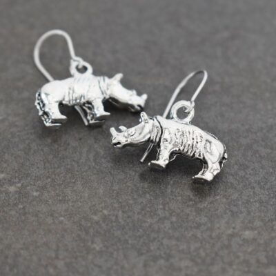 Rhino Earrings Sliver 3d Rhino Earrings