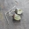 Silver acorn prehnite gemstone earrings (1)